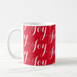 Kerstfeest Joy Typografie Pattern Holiday Red Whit Koffiemok