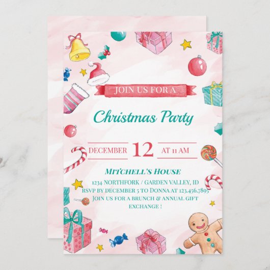 kerstfeest kaart (Voorkant / Achterkant)