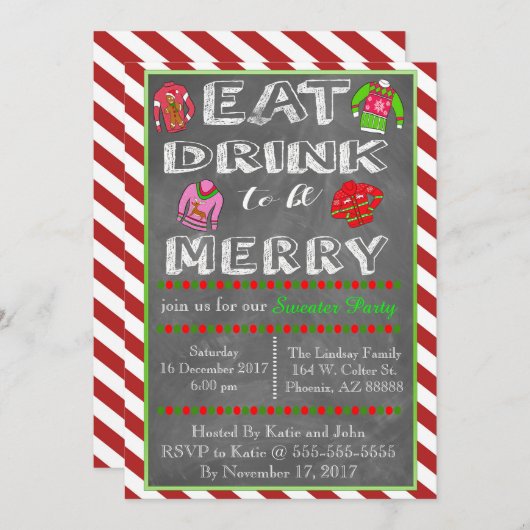 kerstfeest kaart (Voorkant / Achterkant)