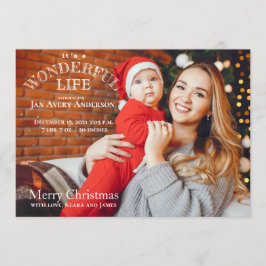 Kerstfeest Kaart Baby Aankondigingsfoto