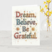 Kerstfeest Kaart - Droom, geloof, wees dankbaar (a (Gele Bloem)