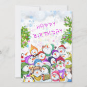 Kerstfeest Kaart met Happy Snowmans Party (Voorkant)
