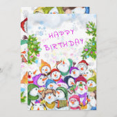 Kerstfeest Kaart met Happy Snowmans Party (Voorkant / Achterkant)