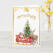 Kerstfeest Kaart "Santa komt eraan" (Gele Bloem)