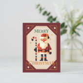 Kerstfeest Kaart van de Kerstman met snoepriet (Staand voorkant)