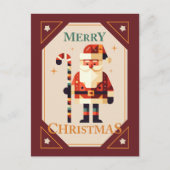 Kerstfeest Kaart van de Kerstman met snoepriet (Voorkant)