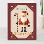 Kerstfeest Kaart van de Kerstman met snoepriet (Voorkant)