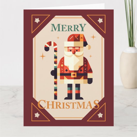 Kerstfeest Kaart van de Kerstman met snoepriet (Voorkant)