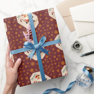 Kerstfeest Kaart van de Kerstman met snoepriet Cadeaupapier