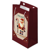 Kerstfeest Kaart van de Kerstman met snoepriet Klein Cadeauzakje (Voorkant Gekanteld)