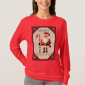 Kerstfeest Kaart van de Kerstman met snoepriet T-shirt (Voorkant)