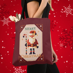 Kerstfeest Kaart van de Kerstman met snoepriet Tote Bag