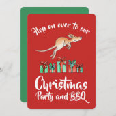 Kerstfeest kangoeroe hop over uitnodigingen (Voorkant / Achterkant)