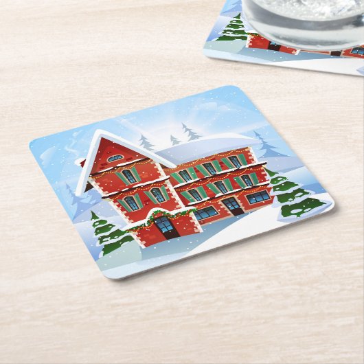 Kerstfeest Kartonnen Onderzetters (Schuin)