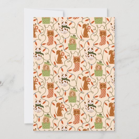 Kerstfeest Kat Hond Geel Kaart (Achterkant)