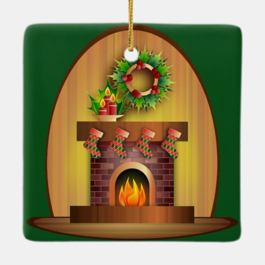 Kerstfeest Keramisch Ornament (Achterkant)