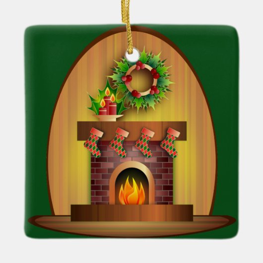 Kerstfeest Keramisch Ornament (Voorkant)