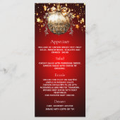 Kerstfeest kerstbal dinermenu in rood goud menu (Voorkant)
