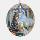 Kerstfeest Kerstboom Ijs Winter Draak Keramisch Ornament (Links)