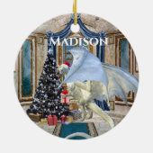 Kerstfeest Kerstboom Ijs Winter Draak Keramisch Ornament (Achterkant)