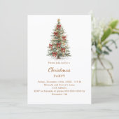 Kerstfeest kerstboom rode strikken kaart (Staand voorkant)