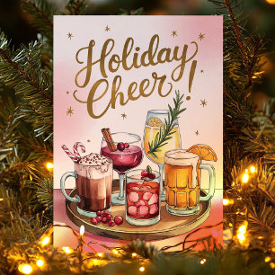 Kerstfeest Kerstcocktail Drinken Tray Kerstkaart Feestdagen Kaart