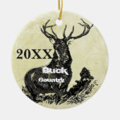 Kerstfeest kerstfeesthuis Deer Country kerstfoto Keramisch Ornament (Voorkant)