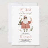 Kerstfeest Kerstman Eet Drink Wees Vrolijk Kaart (Voorkant)