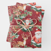 Kerstfeest Kerstman en rendier Inpakpapier Vel (In situ)