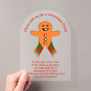 Kerstfeest Kerstman Gebakfiguur Maatwerk Acryl Uitnodigingen
