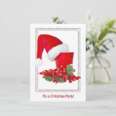 Kerstfeest Kerstman hoed op beker Kaart (Staand voorkant)