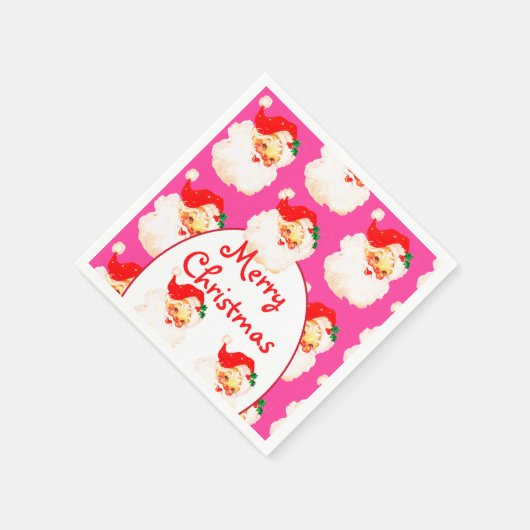 Kerstfeest Kerstman Pink Servet (Hoek)