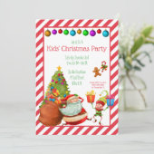 Kerstfeest, Kerstmis, Kerstman, Elf Party, kindere Kaart (Staand voorkant)