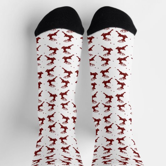 Kerstfeest Kerstmis rendier rood patroon Sokken (Top)