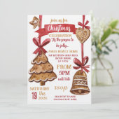 Kerstfeest kerstparty met kerstkrans kaart (Staand voorkant)