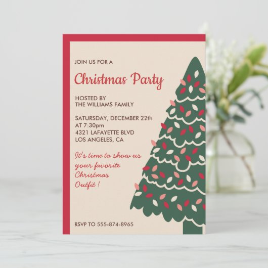 Kerstfeest klassieke reuzenboom kaart (Staand voorkant)