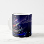 Kerstfeest Kleurrijke Boom Marineblauw Rustiek Koffiemok (Voorkant links)