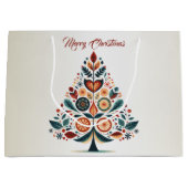 Kerstfeest Kleurrijke boom Scandinavië Folk Art Groot Cadeauzakje (Voorkant)