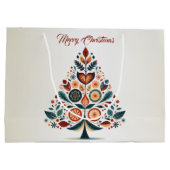 Kerstfeest Kleurrijke boom Scandinavië Folk Art Groot Cadeauzakje (Achterkant)