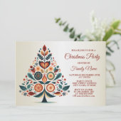 Kerstfeest Kleurrijke boom Scandinavië Folk Art Kaart (Staand voorkant)