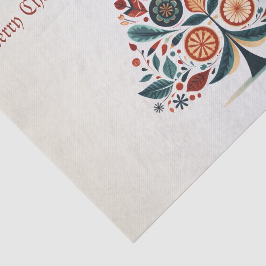 Kerstfeest Kleurrijke boom Scandinavië Folk Art Tissuepapier (Detail)