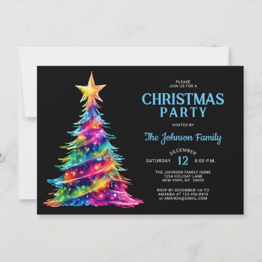 KERSTFEEST Kleurrijke Boom Twinkle Lights Kaart (Voorkant)