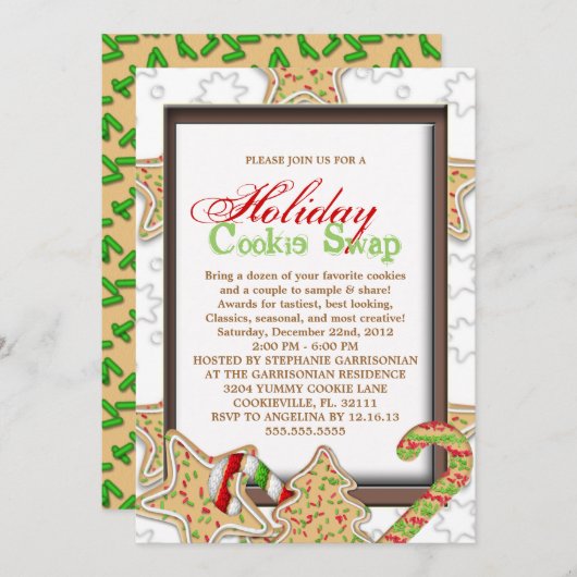 Kerstfeest Koekjesfeestdag Kaart (Voorkant / Achterkant)