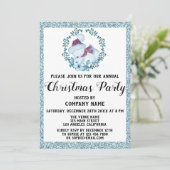 Kerstfeest Krans Lichtblauw Glitter Kaart (Staand voorkant)