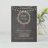 Kerstfeest Krans Merry Jingle Mingle Uitnodigen Kaart (Staand voorkant)