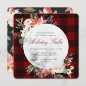 Kerstfeest Krans met Rood Buffalo Geruit Kaart (Voorkant / Achterkant)