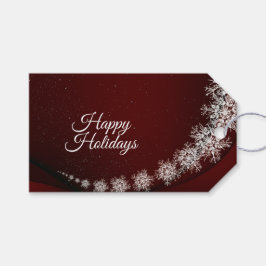 Kerstfeest Kristallen Sneeuwvlokken Rood Rustiek Cadeaulabel