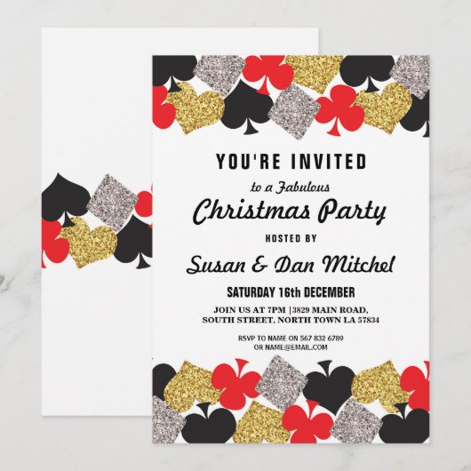 Kerstfeest Las Vegas Casino Cards Invite Kaart (Voorkant / Achterkant)