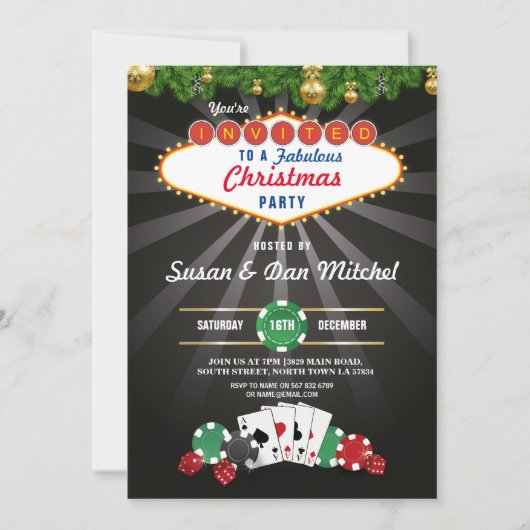 Kerstfeest Las Vegas Casino Dice Feestdagen Kaart (Voorkant)