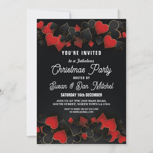 Kerstfeest Las Vegas Casino Kaarten uitnodigen (Voorkant)